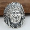 Men's Sterling Silver Indian Chief Head Signet Ring