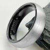 Men's Brushed Outside Gold Plated Inside Tungsten Dome Ring