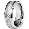 Men's Tungsten Fiber Carbon Inlay Ring With Greek Key
