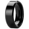 Men's Polished Black Flat Beveled Edge Tungsten Band Ring