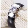 Bague ceramique polie serti zirconium
