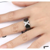 Bague anneaux ceramique noire croix acier zirconium