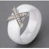Bague femme anneaux ceramique noire croix acier zirconium