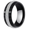 Women's Multifaceted Black Ceramic With Cubic Zirconia Inlay Center Band Ring