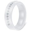Women White Ceramic Cubic Zirconia Line Inlay Band Ring