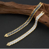 Pulsera de hombre de cerámica negra con cadena magnética chapada en oro
