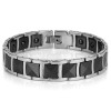 Bracelet homme ceramique noir magnetique 2ton plaque or