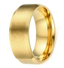 Men's Gold Plated Brushed Stainless Steel Band Ring