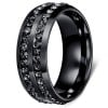 Men's Black Brushed Stainless Steel Ring Black Cubic Zirconia Inlay