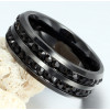 Men's Black Brushed Stainless Steel Ring Black Cubic Zirconia Inlay