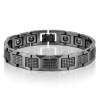 Bracelet noire homme tungstene magnetique aimante plaque noir