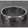 Bracelet homme tungstene magnetique aimante plaque noir