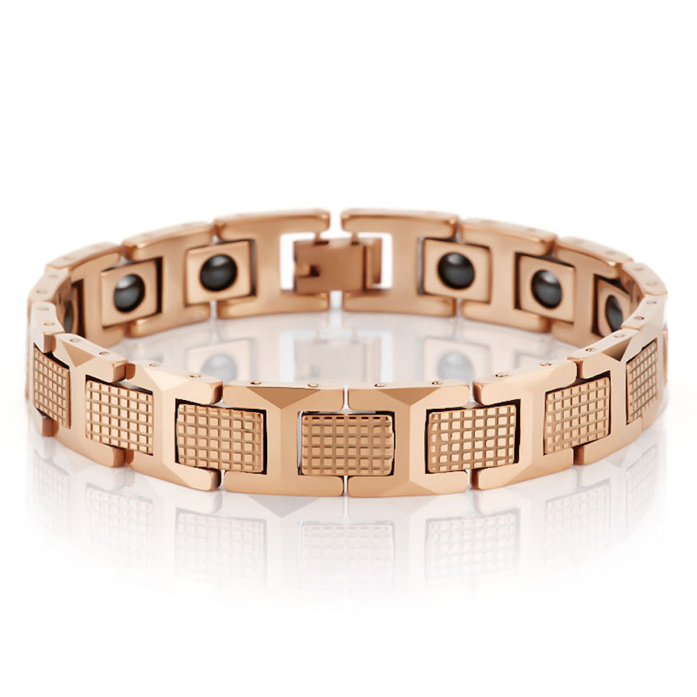 Poliertes Wolfram-Herrenarmband mit liebevoller magnetischer Facette