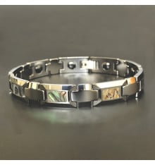 Bracelet homme tungstene maillons nacre abalone