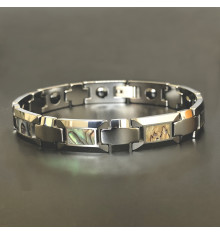 Men's tungsten bracelet with abalone mother-of-pearl links