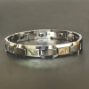 Pulsera de tungsteno para hombre con eslabones de nácar de abulón