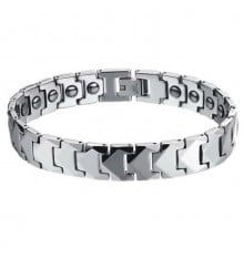 Men's tungsten magnetic facet bracelet