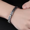 Bracelet homme acier inoxydable magnetique fibre de carbone