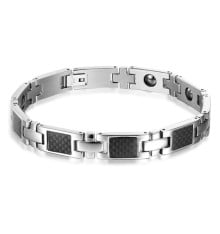 Men's stainless steel magnetic carbon fiber bracelet