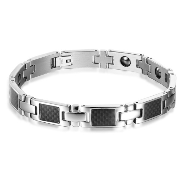 Men's Stainless Steel Magnetic carbon fiber inlay Bracelet