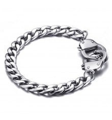 Men's stainless steel infinity handcuff chain bracelet