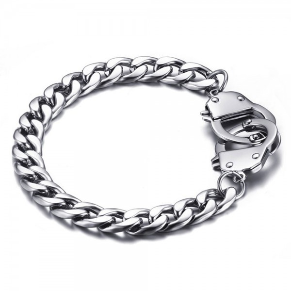 Men's Stainless Steel Chain Manacle Clasp Bracelet