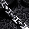 Men's Stainless Steel Cross Black Rubber ID Bracelet