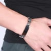 Personalized men's steel rubber curb bracelet