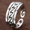 Men's Sterling Silver Double Chain Open Ring