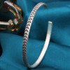 Solid silver bangle bracelet with epi of wheat motif for men and women