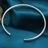 Solid silver bangle bracelet with epi of wheat motif for men and women