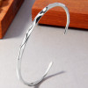 Solid silver hammered bangle bracelet for men and women