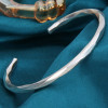 Solid silver hammered bangle bracelet for men and women