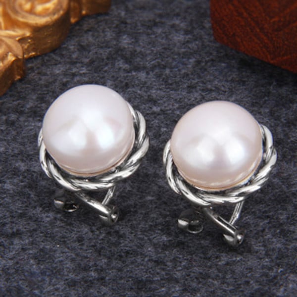 Boucles d'oreilles clous argent perles eau douce