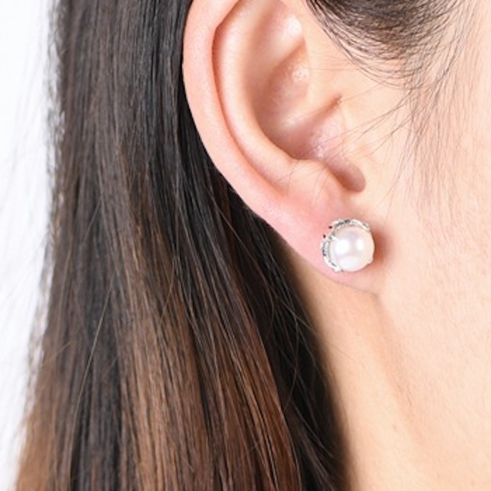 Clous D Oreilles Argent Rhodie Perle D Eau Douce Gris 2 Perles 4 5 Mm 223711 main image 0