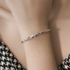 Solid silver hammered bangle bracelet for men and women