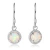 Rhodium Plated Sterling Silver Opal Inlay Earrings