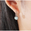 Rhodium Plated Sterling Silver Opal Inlay Earrings