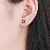 925 silver stud earrings with black four-leaf clover