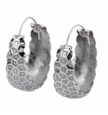 Women's silver hammered creole earrings