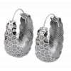 Women's Rhodium Hammered Sterling Silver Earrings