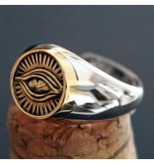 Open silver men's ring eye of providence freemasonry