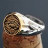 Men's Rhodium Plated Sterling Silver Eye of Providence Freemasonry Open RIng