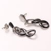High Polished Black Ceramic Infinity Pendant Earrings - pair