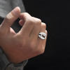 Men's silver ring knight vampire mouth
