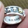 Bague homme anneau anti-stress argent tournant tete de mort