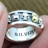 Men's Sterling Silver Spinner Skull Band RIng