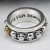 Men's Sterling Silver Spinner Skull Band RIng