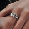 Men's open silver ring zirconia eye of god