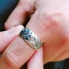 Open herenring van zilver, oog van God